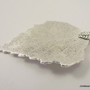 One 1 Large Pewter Leaf Skeleton Pendant, Large Leaf Charm, Antiqued Silver Leaf Focal, 73mm x 46mm Pendant image 4