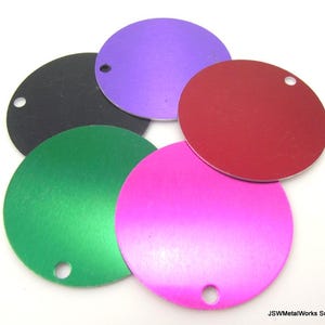 1.5 Inch Aluminum Circle Stamping Tags, 5 Economical 38mm Silver Extra Large Anodized Aluminum Blanks Discs for Engraving Etching PICK COLOR