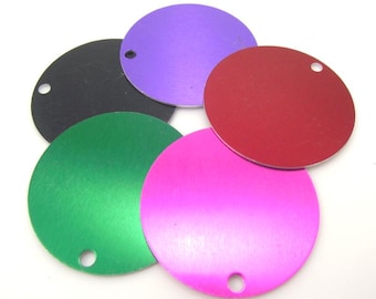 1.5 Inch Aluminum Circle Stamping Tags, 5 Economical 38mm Silver Extra Large Anodized Aluminum Blanks Discs for Engraving Etching PICK COLOR