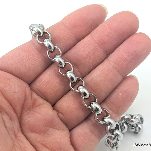 9mm Stainless Steel Rolo Chain Necklace for Jewelry Making, 18 or 28 Inch Finished Ready to Wear Rolo Chain