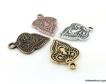 Mehndi Charm, TierraCast Antique Silver Gold Copper or Oxidized Brass Plated Pewter Charm for Jewelry Making