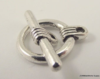 Antiqued Silver Smooth Pewter Toggle Clasp,  Large Toggle Clasp Jewelry Closure