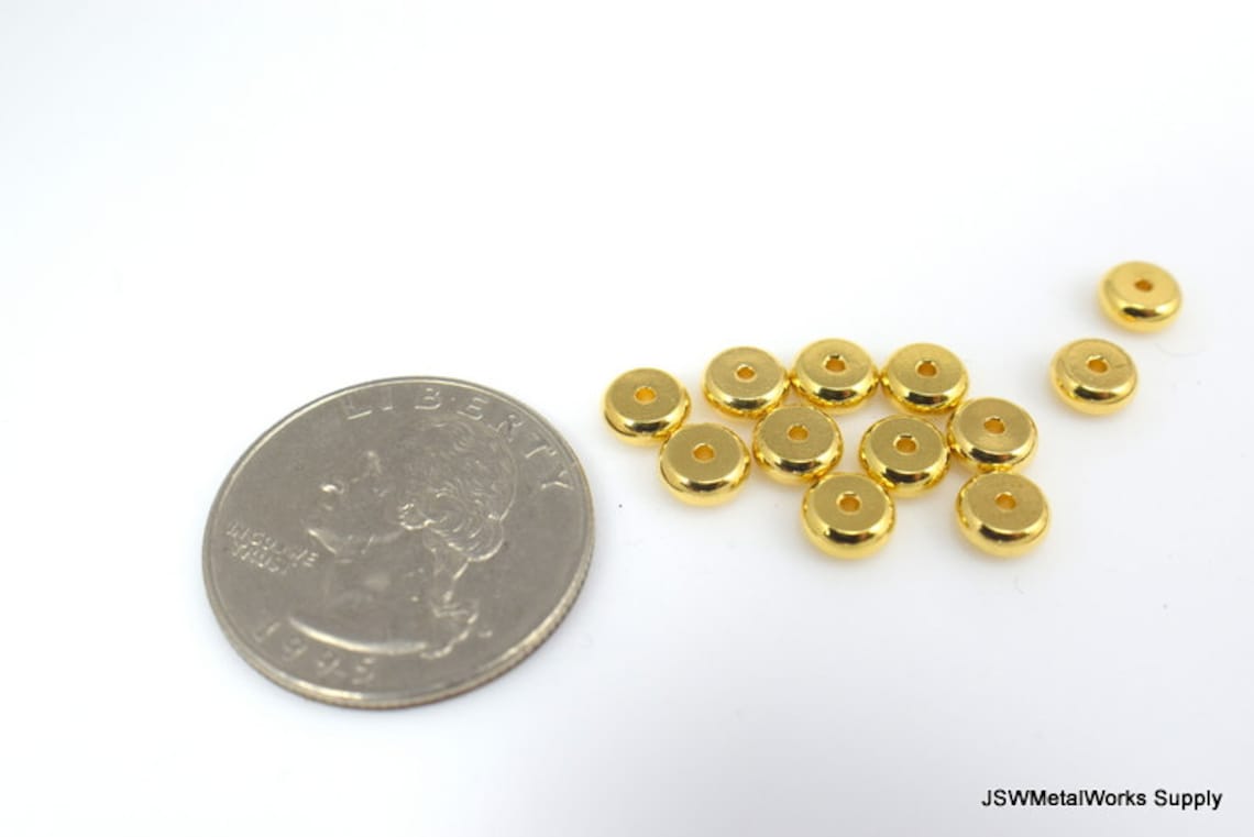 6mm Smooth Gold Heishi Beads 6 X 2mm 100 Pieces Smooth Gold Etsy