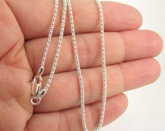 1.8mm Bombata Sterling Silver Finished Chain, 1.8mm 18 or 20 inch Popcorn Finished Chain, Ready to Wear Silver Chain