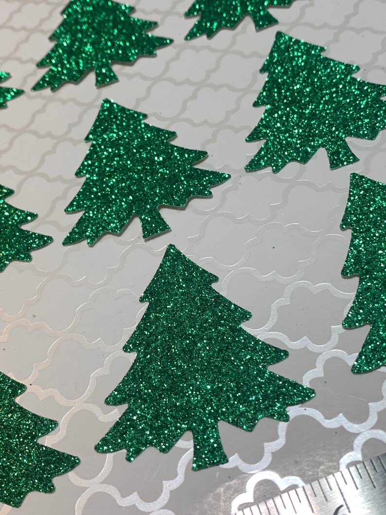 12 Glitter Cardstock Christmas Tree Die Cuts Christmas Tree Etsy
