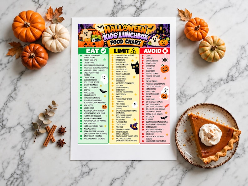 Halloween Kids Lunchbox Food Chart, Spooky School Lunch Ideas PDF, Fun ...