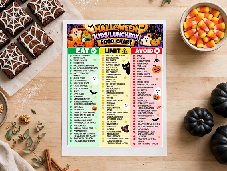 Halloween Kids Lunchbox Food Chart, Spooky School Lunch Ideas PDF, Fun ...