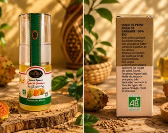 Huile de pépins de figue de Barbarie 100% pure, pressée à froid, beauté marocaine (visage, corps, cheveux)