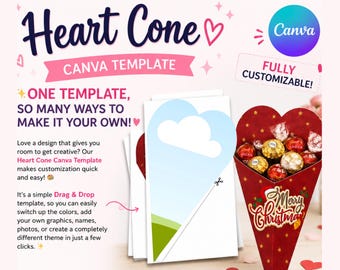 Il nostro modello Canva a forma di cono a forma di cuore per bouquet