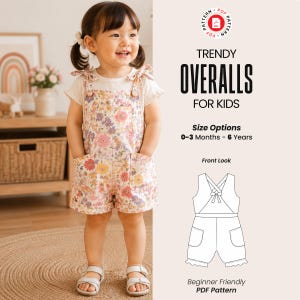 Baby Overalls PDF Sewing Pattern: Beginner Kids Dungarees (Sizes 0 Months to 8 Years)