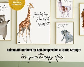 Tieraffirmationen als druckbare Wandbilder | Positive Affirmationen | Deko für mehr Selbstmitgefühl | Kunst fürs Kinderzimmer