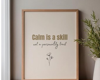 Druckbares Zitat zum Thema Ruhe und Gelassenheit, minimalistische Kunst für die mentale Gesundheit, Dekoration für Therapieräume (Digitaler Download)