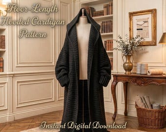 Modern Crochet Cardigan Pattern, Easy Cardigan PDF, Long Cardigan, Ribbed Cardigan, Chunky Cardigan, Crochet Sweater,Winter Crochet Pattern
