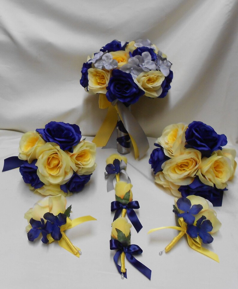 Bouquet Of Flowers Blue And Yellow