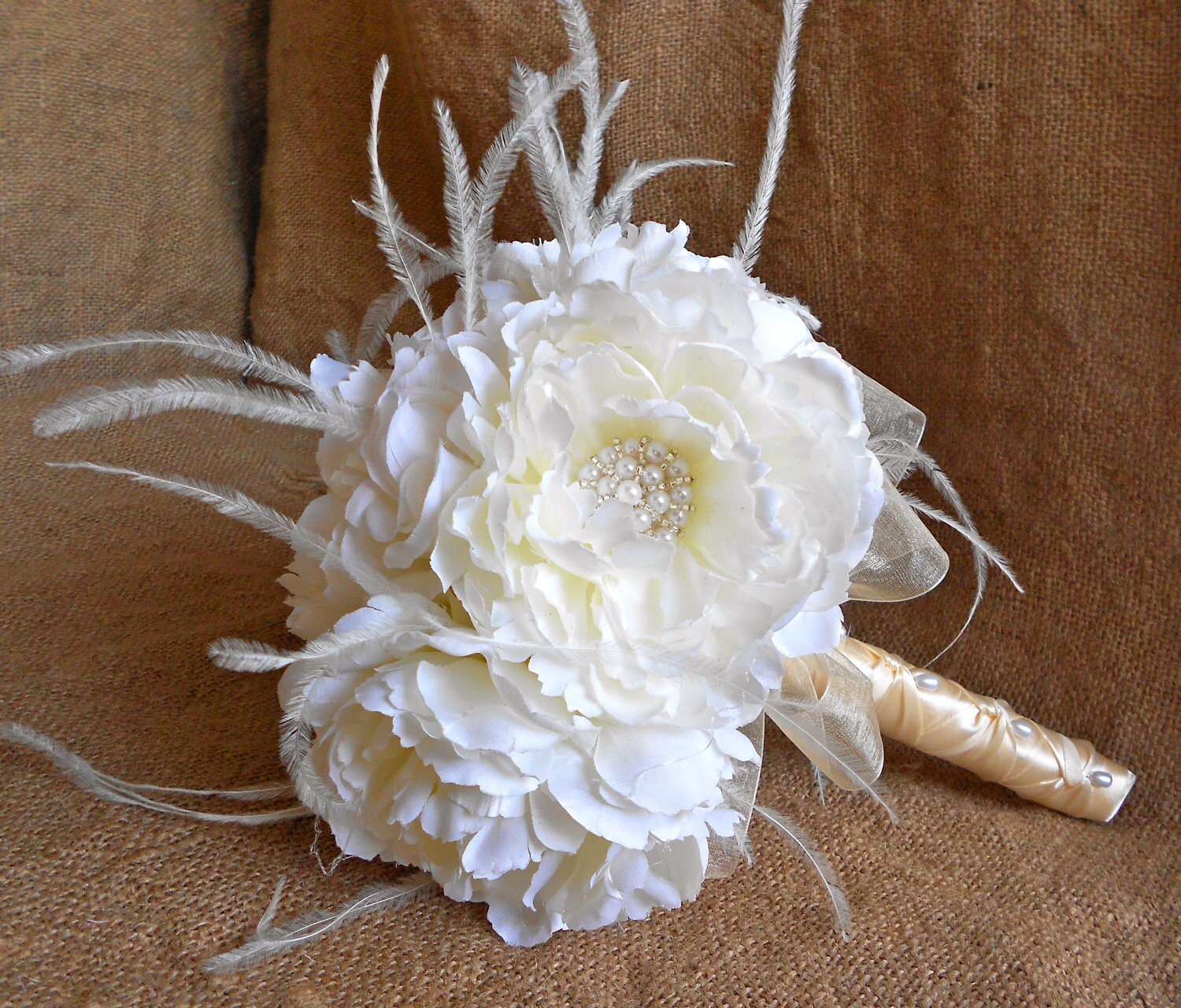 Wedding Bridal Bouquets Your Colors Ivory Peony Vintage ...