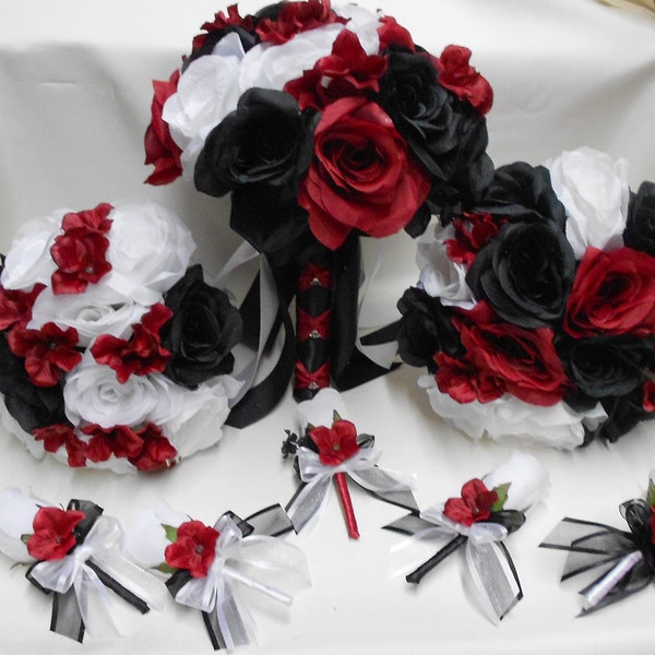 Red Black Bouquet - Etsy