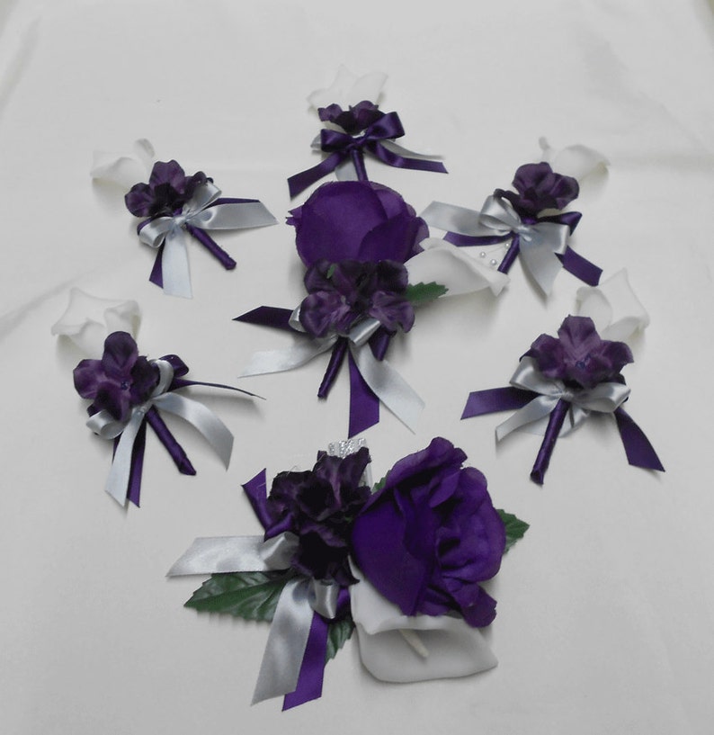 Wedding Silk Flower Bridal Bouquets Package Calla Lily Black Etsy Canada