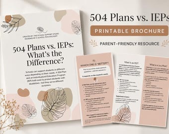 Folleto informativo sobre el Plan 504 frente al IEP, material para padres de alumnos con necesidades educativas especiales (descarga digital)
