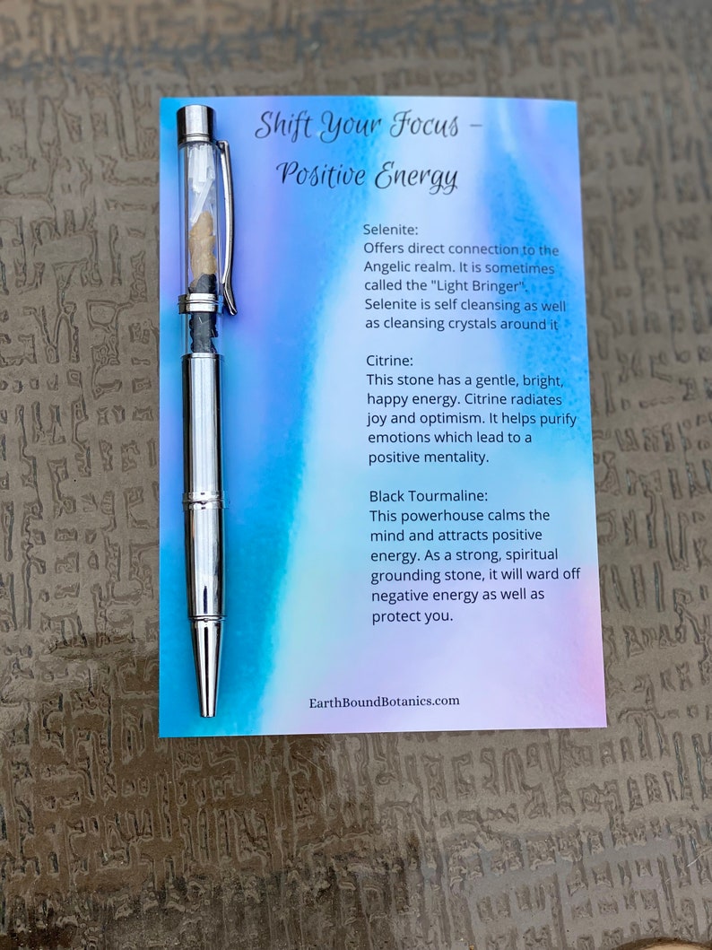 Positive Energy Gemstone Ballpoint Pen READY TO SHIP Reiki Infused image 2