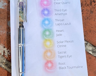 Stylo à bille Crystal Chakra PRÊT À L'EXPÉDITION - Infusion Reiki