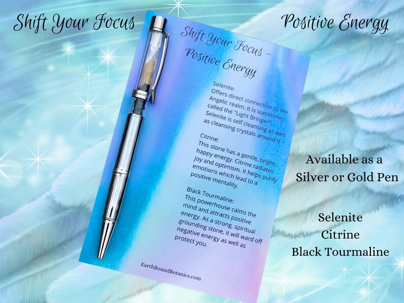 Positive Energy Gemstone Ballpoint Pen READY TO SHIP Reiki Infused afbeelding 1