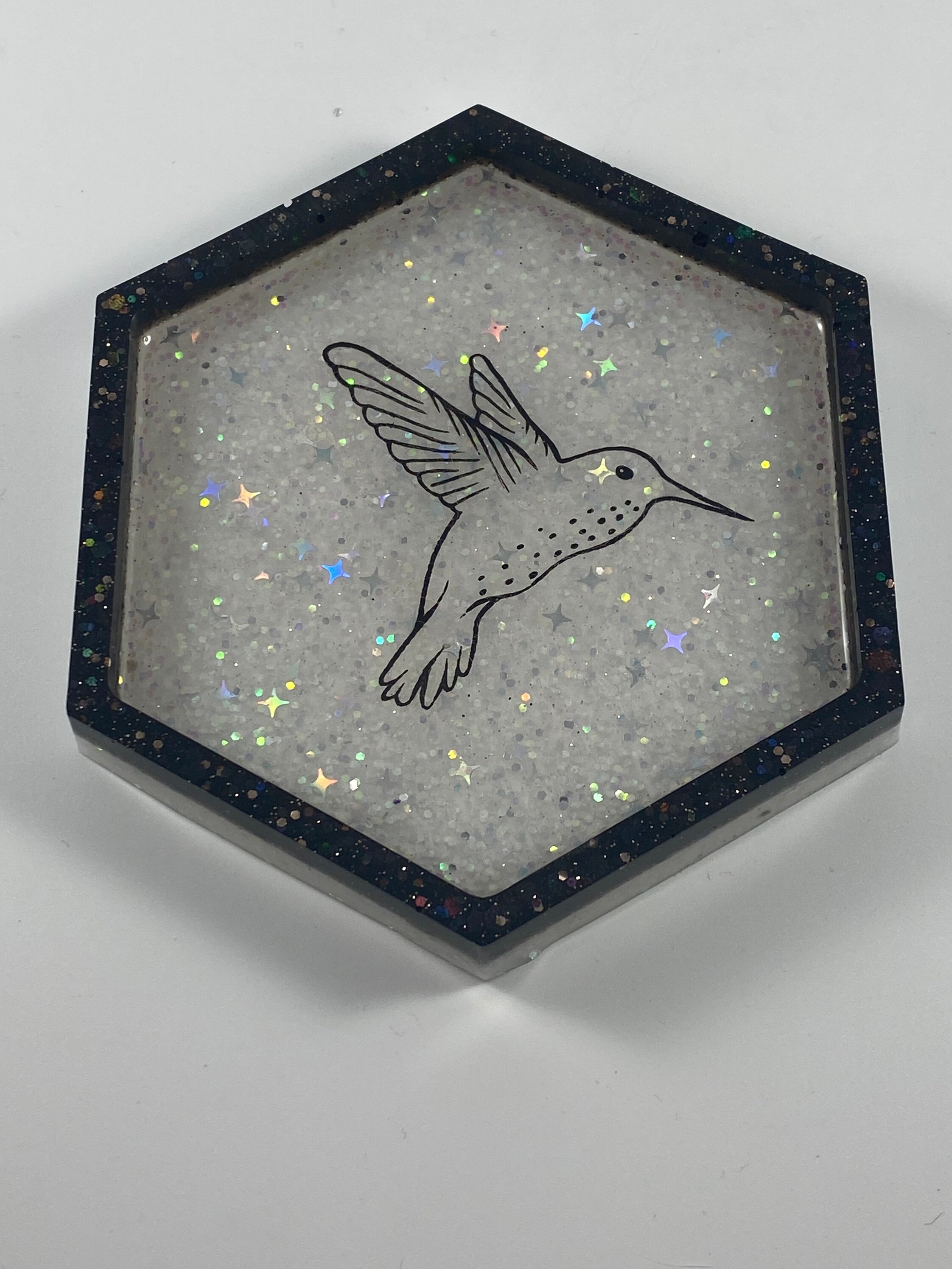 Glitzernde schwarz und weiß Kolibri Tattoo Untersetzer Etsy