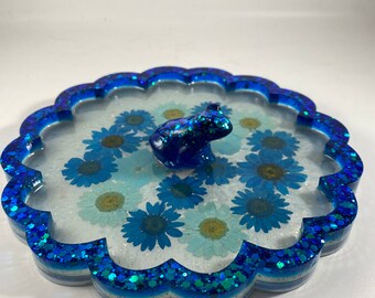 Blue Frog Floral Tray