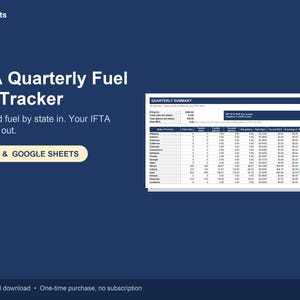 IFTA Spreadsheet, Quarterly Fuel Tax Calculator, Mileage Log, Owner Operator, Excel & Google Sheets
