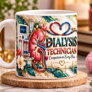 Dialysis Technician 11oz Mug Wrap, Kidney Care Sublimation PNG, Dialysis Tech Digital Download