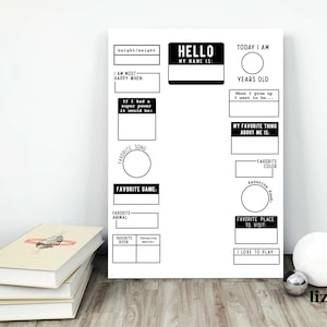 Birthday Questionnaire, Kids Birthday Interview, Printable Questions, All About Me Survey, Birthday Game, Backdrop, Digital Download