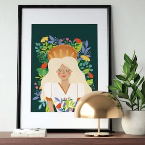 Himmlische Mutter, Königin des Himmels, Mutter Erde, Christliche Wandkunst, Hell, Garten, Blumen, digitaler Download