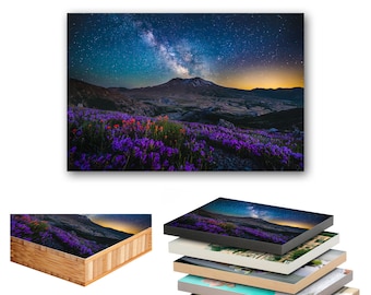 Mounted Standout Print, Astrophotography Mt St Helens Milky Way Shot, Ready to Hang Print, 5 Mounting Options Including Sustainable Bamboo