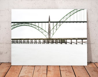 Minimalist Metal Print, A Long Exposure of the Yaquina Bay Bridge Outside of Newport, Oregon on the Pacific Coast, A Fine Art Print