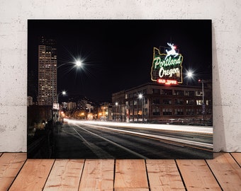 Portland Metal Print, Aluminum Print of The White Stag Sign in Portland, Oregon, A Fine Art Photograph of the Iconic Portland Oregon Sign