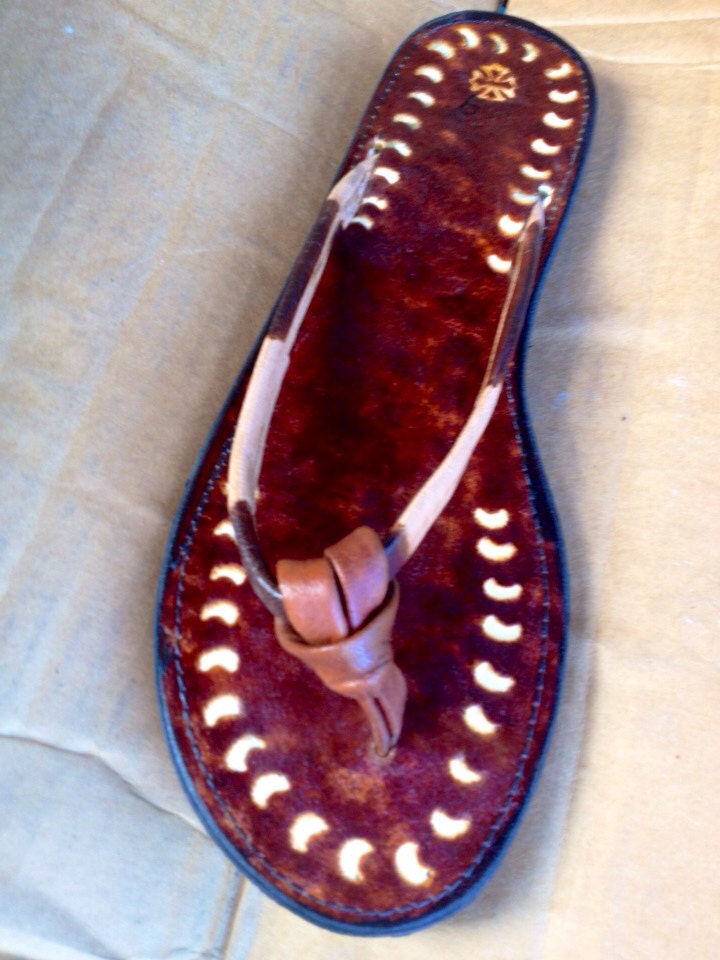 leather slippers/sandals handmade in Jamaica female size 411 Etsy