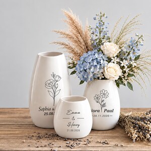 Personalized Custom Ceramic Vase, Engagement Gift for Couples & Newlyweds, Wedding Flower Pot, Unique Anniversary Present,Wedding Home Decor