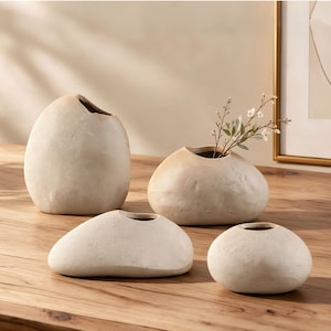 Personalized Stone‑Look Ceramic Vase, Custom Engraved Pebble Flower Vase, Sentimental Anniversary Wedding Gift, Minimalist Home Table Decor