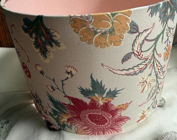 Floral blush pink IKEA Fabric Drum Lampshade Custom | Double sided | made in USA