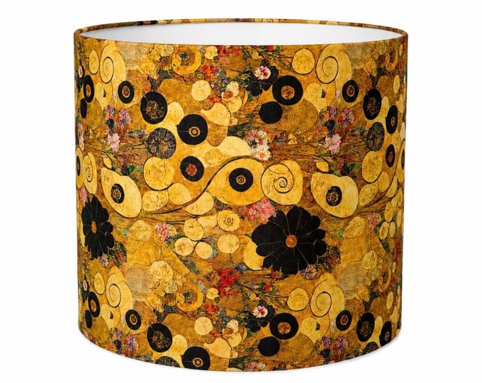 Gold Abstract Drum Lampshade Custom | made in USA | white inside