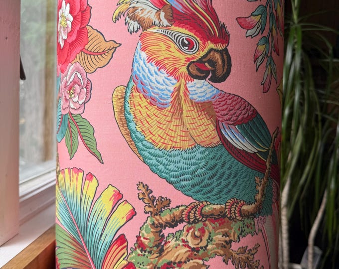 Pink Parrot Drum Lampshade Fabric Custom | made in USA