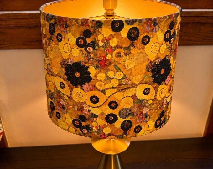 Gold Abstract Drum Lampshade Custom | made in USA | gold inside