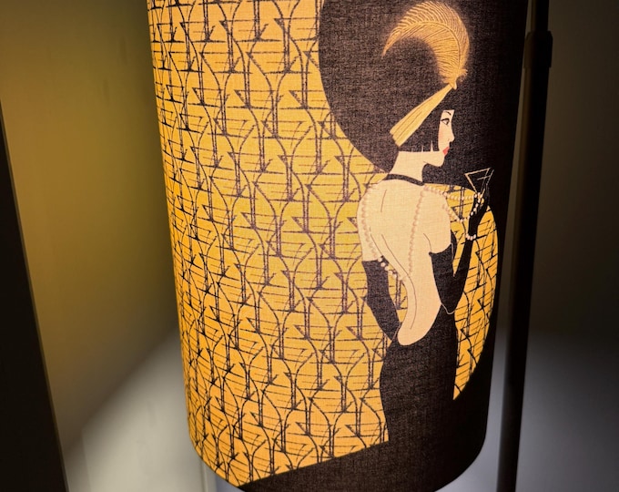 Diva Flapper Fabric Drum Lampshade | Custom | made in USA