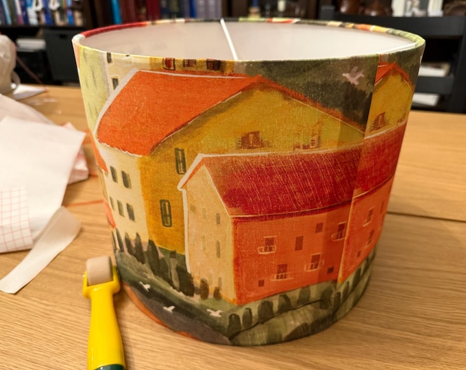 Italian Village Drum Fabric Lampshade Custom | made in USA