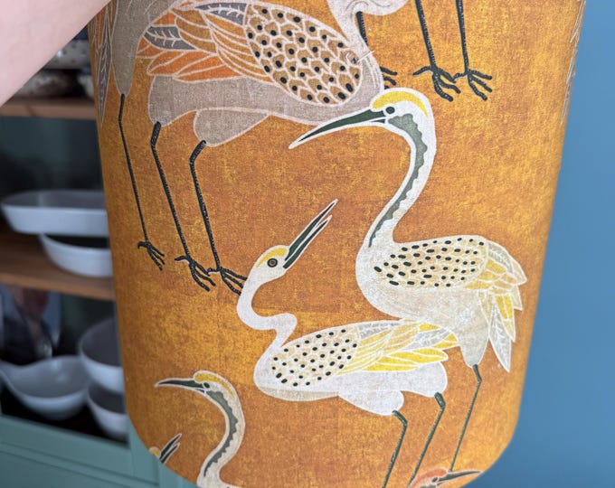 Gold Cranes Drum Lampshade Custom | made in USA