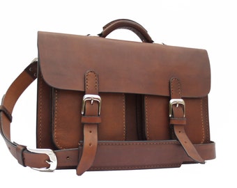 Leather Messenger Bag,  Leather Briefcase, Leather shoulder bag, Mac Book Pro, 13" 094