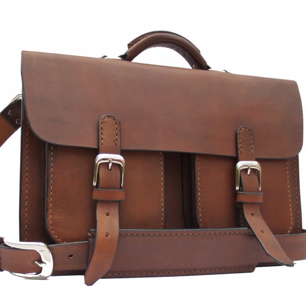 Leather Messenger Bag,  Leather Briefcase, Leather shoulder bag, Mac Book Pro, 13" 094