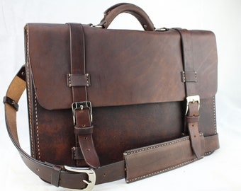 Leather Messenger Bag,  Leather Briefcase, Leather shoulder bag, Mac Book Pro, 15"