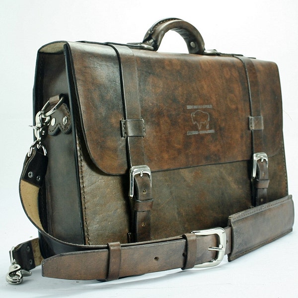 Rustic Distressed Leather Messenger Bag  Briefcase Laptop Satchel fits Macbook Pro 15" 532