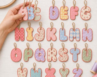 ITH Alphabet Tag Embroidery Bundle, A-Z Applique Letter Bag Tags, Personalized Initial Keychain, In The Hoop Machine Files, Instant Download