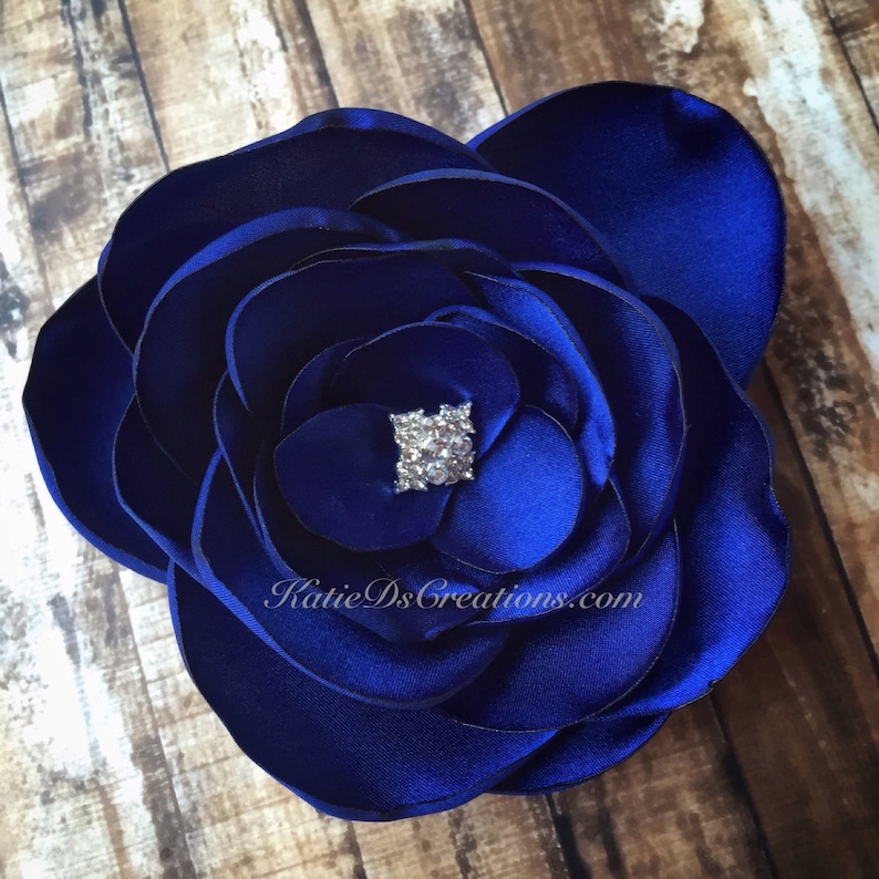 Royal Blue Satin Hair Flower Royal Blue Flower Brooch Flower Facinator Wedding Flower Bridal Hair Flower
